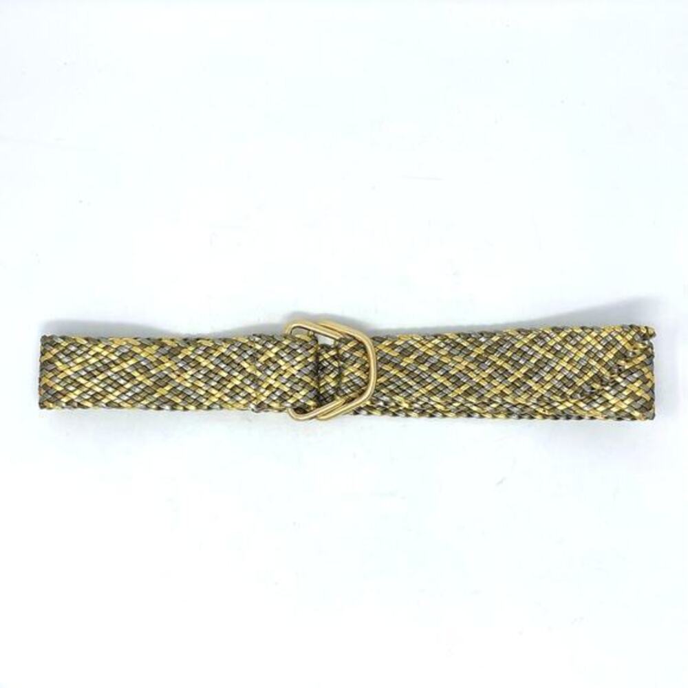 Vtg 80s Belt Womens S/M Tri Color Metallic Woven Braided Statement Maximalist‎